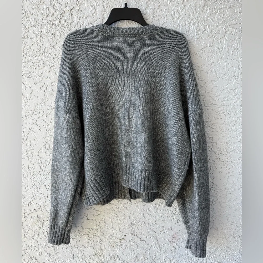 C&C California charcoal gray knit cardigan with floral appliques XL